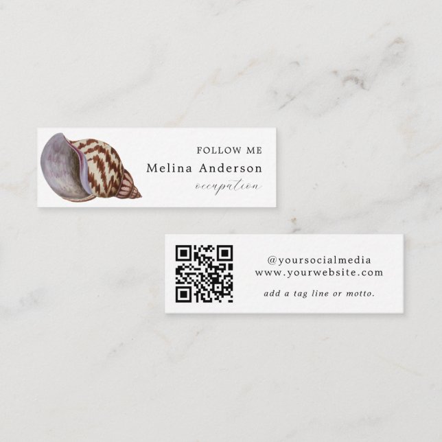 QR Code Seashell Social Media Mini Business Card (Front/Back)