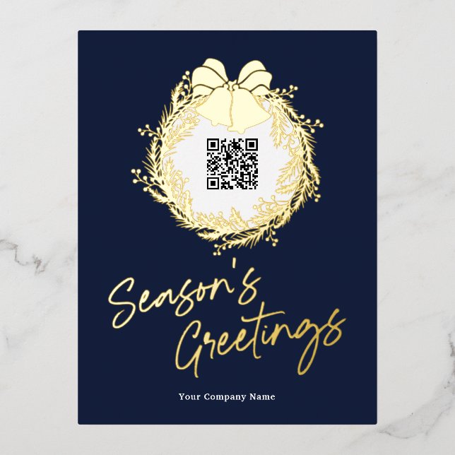QR code - Season's greetings business holiday card (Front)
