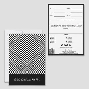 QR Code Service Note Black White Gift Certificate