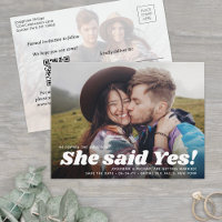 QR Code She Said Yes! Wedding Save the Date Photo