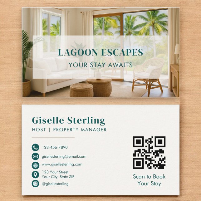 QR Code Short Term Rental Property Manager Business Card (Creator Uploaded)