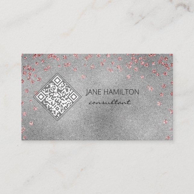 QR Code Silver Business Card (Front)