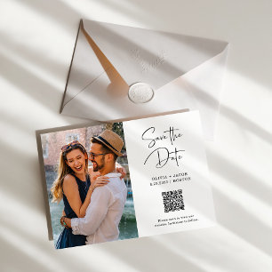 QR Code Simple and Modern Photo Save the Date