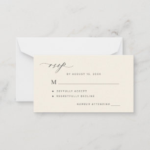 QR code simple black and ivory wedding RSVP Card
