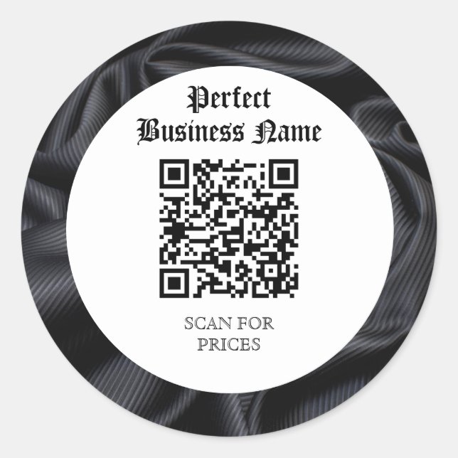 QR Code Simple Black Silk Dark Frame Unique Classic Round Sticker (Front)