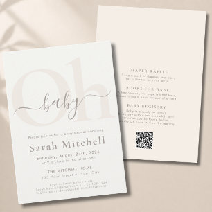QR Code Simple Elegant Gender Neutral Baby Shower Invitation