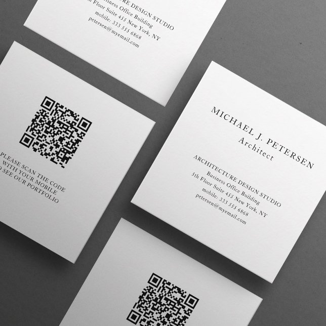 QR CODE simple elegant typography professional Square Business Card (Creator Uploaded)