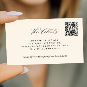 QR CODE simple elegant wedding website details Enclosure Card