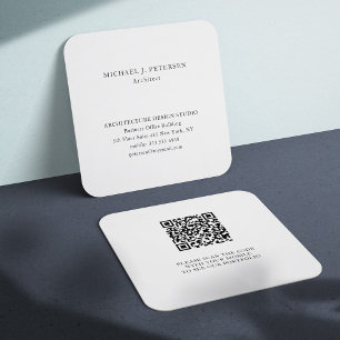 QR CODE simple minimalist professional template Square Business Card
