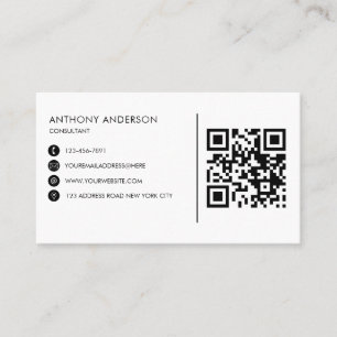 QR Code Simple Minimalist with Your Logo  Business Card