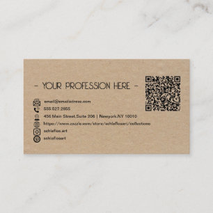 QR Code Simple Modern Minimal Brown Instagram Business Card