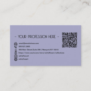 QR Code Simple Modern Minimal Purple Instagram Business Card