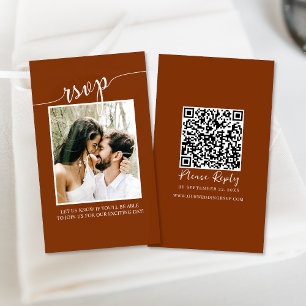 QR Code Simple Online Photo Budget RSVP Card 