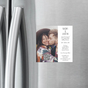 QR Code Simple Photo Unique All-In-One Wedding Magnetic Invitation