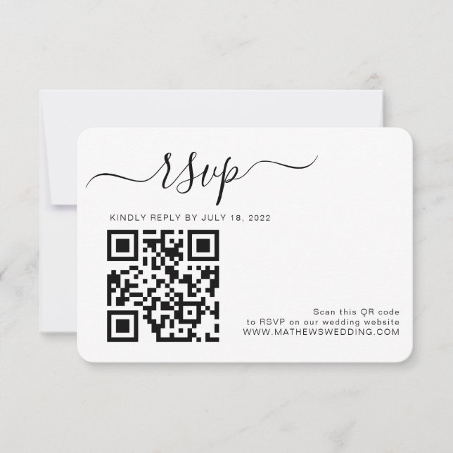 QR Code Simple Photo Wedding RSVP Card (Front)