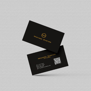 QR Code   Simple Professional Gold Typography  Business Card