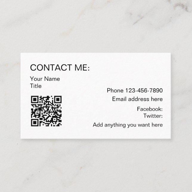 QR Code Simple Promotional Business Contact Cards (Front)