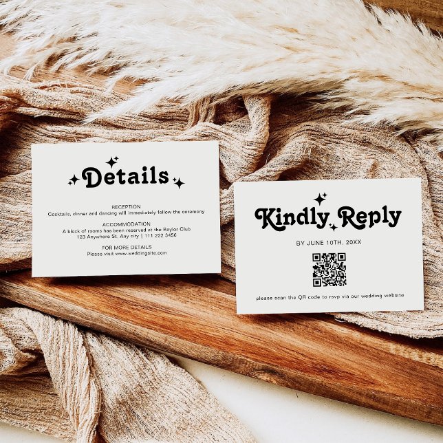QR Code Simple Retro Wedding RSVP Card (Creator Uploaded)