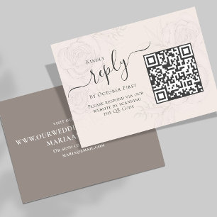 QR Code Simple RSVP Online Elegant Blush Floral  Enclosure Card