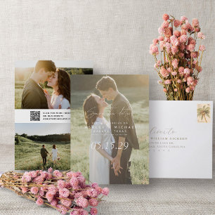 QR Code Simple Script 3 Photo Wedding Website Save The Date