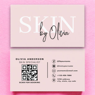 QR Code Skin Care Specialist Blush Pink  Business Card