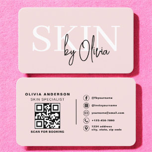 QR Code Skin Care Specialist Blush Pink  Business Card