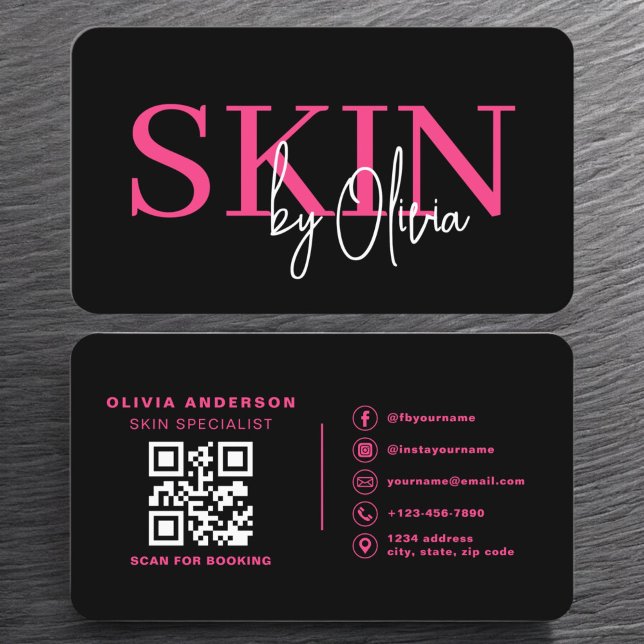 QR Code Skin Care Specialist Hot Pink  Business Card (Creator Uploaded)