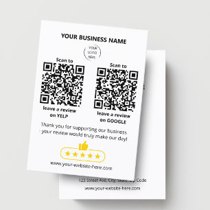 QR code small business review GOOGLE and YELP  Card