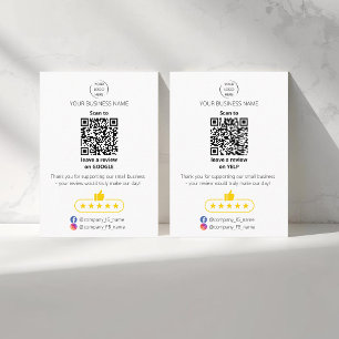 QR code small business review GOOGLE and YELP  Card