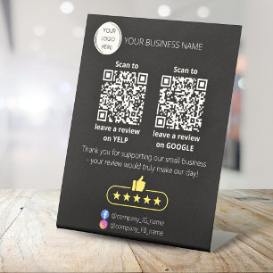 QR code small business review GOOGLE and YELP Pedestal Sign