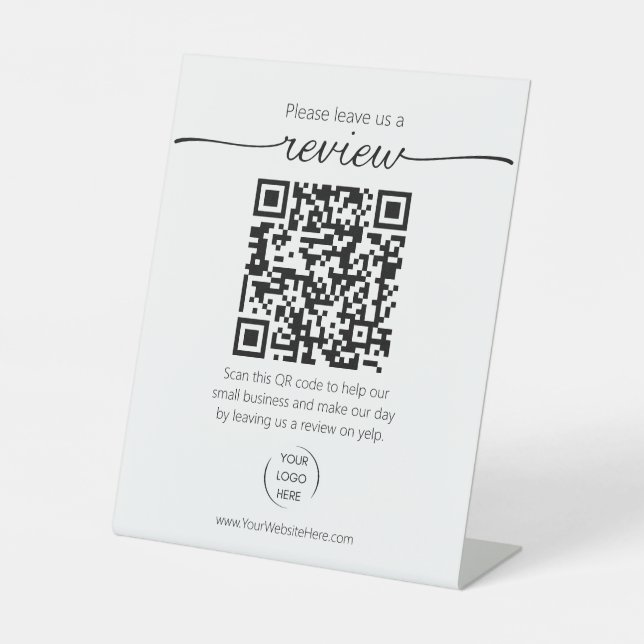 QR code small business review request YELP  Pedestal Sign (Front)