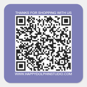 QR Code Small Business Website Very Peri Blue Square Sticker