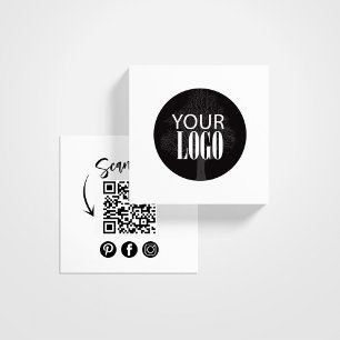 QR Code Social Media Add Your Logo Square Business Card