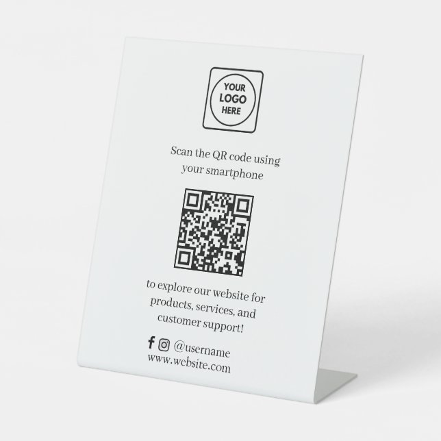 QR Code Social Media | Custom Scan Me Business  Pedestal Sign (Front)