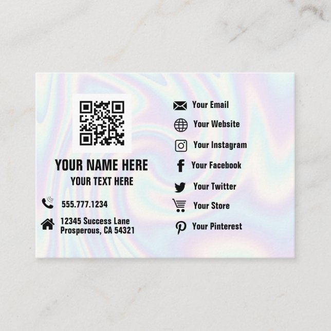 QR Code Social Media Hologram  Business Card (Front)