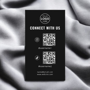 QR Code Social Media Logo Black Business Card