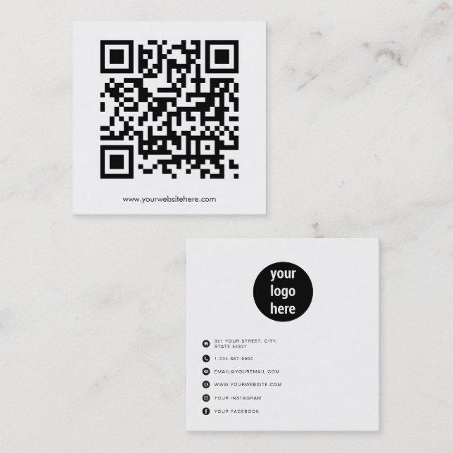 QR Code Social Media Logo Business Card (Front/Back)