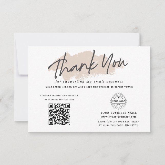 QR code social media logo modern small bussiness Thank You Card (Front)