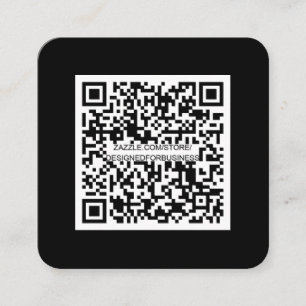 QR code-Social Media-Modern Black and white Square Business Card