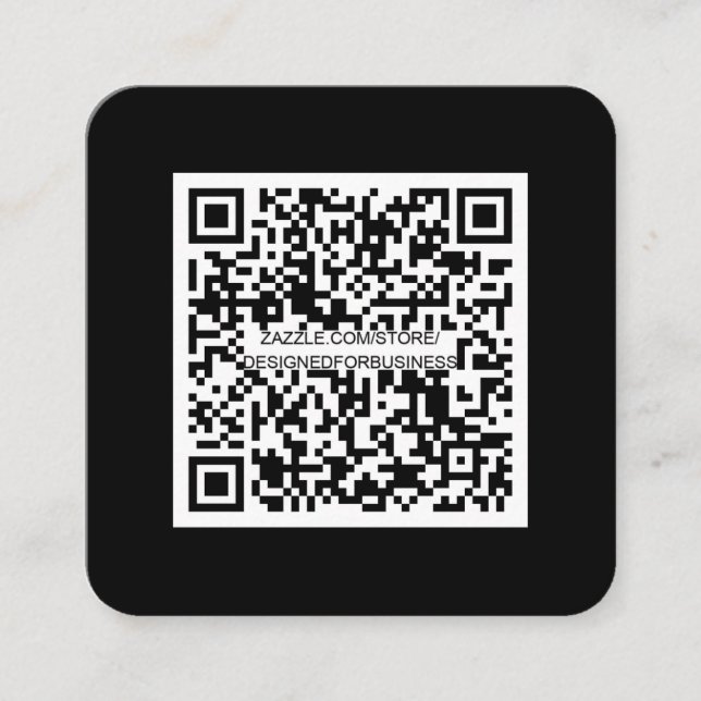 QR code-Social Media-Modern Black and white Square Business Card (Front)