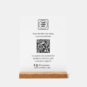 QR Code Social Media   Scan Me Custom Business  Acrylic Sign