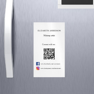 Qr code social media white black magnetic business card