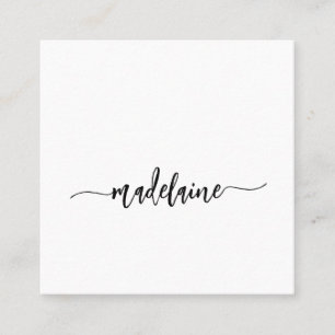 QR Code Socials Personal Black White Elegant  Square Business Card