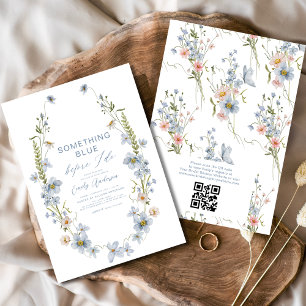 QR Code Something Blue Before I Do Bridal Shower Invitation