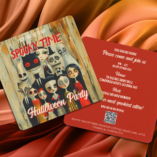 QR Code Spooky Time Halloween Invitation