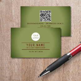 QR Code Spotlight Green Name Professional Logo Calling Card
