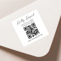 QR Code Square Return Label | RSVP Sticker