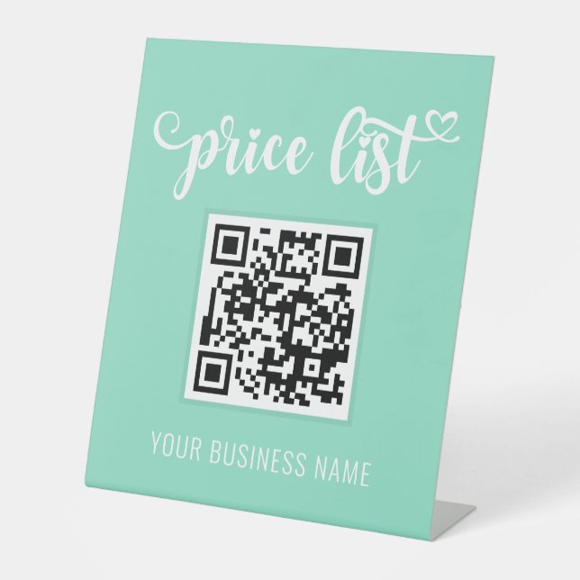 QR Code Stand Up Scan Me Salon Sign Price List (Front)