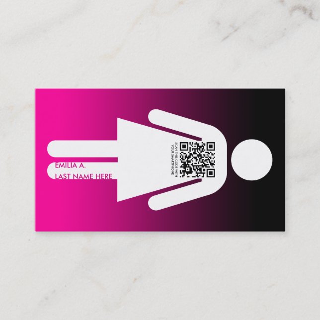 qr code stick figure business card (Front)