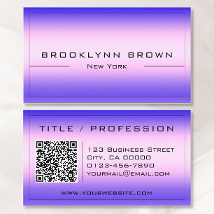 QR Code Stylish Pink Purple Colour Gradient Classy Business Card